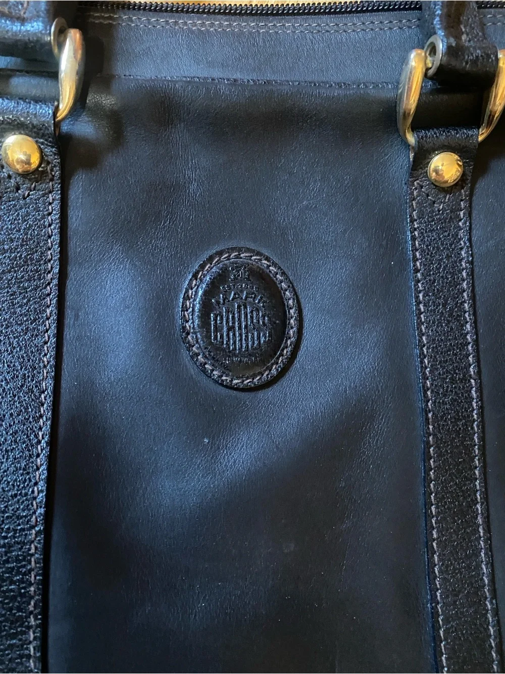Vintage Mark Cross Italian Leather Classic Black Briefcase with lock and keys